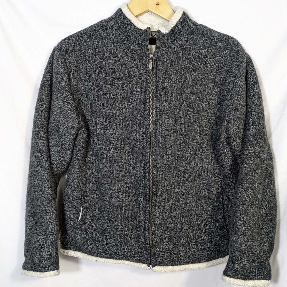 Vntg ALPS Wool Fleece Full Zip Sweater Jacket Women's Tweed Outdoor Gorpcore L